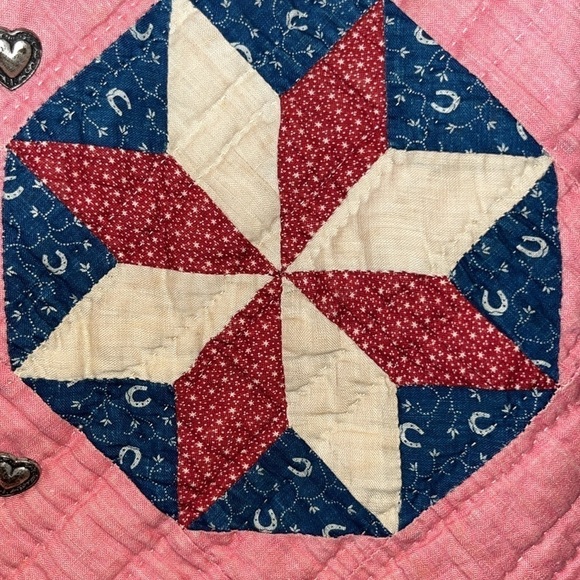 Handmade vintage sweater quilted front folksy boho hippie artsy patchwork M/L - Picture 6 of 14